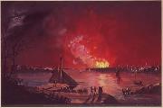 Nicolino V. Calyo Great Fire of New York oil painting